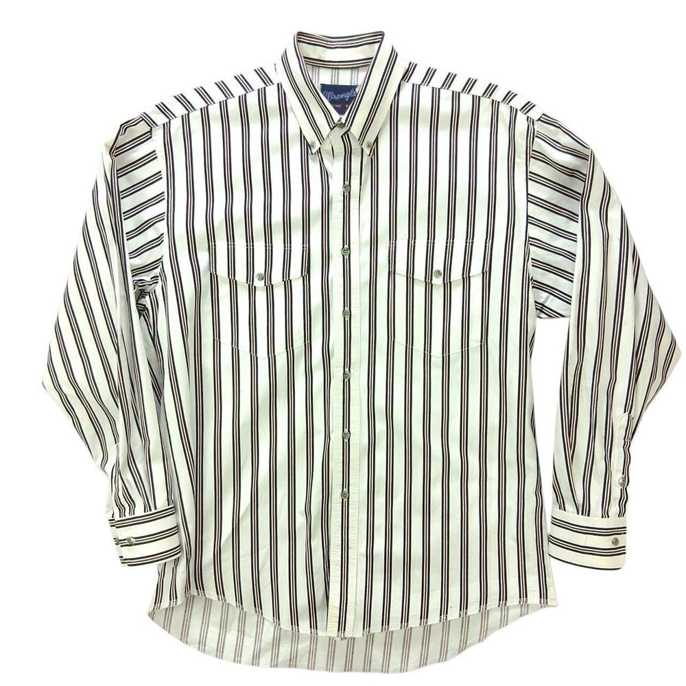 Mens Vintage Wrangler Long Sleeve Button Down Shirt SIze 161/2 35 90s